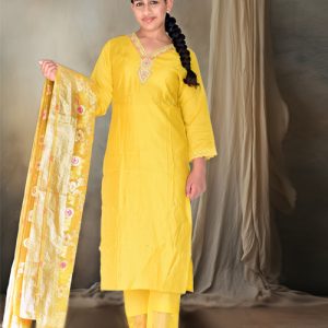 Silk Kurta With Trousers & Dupatta