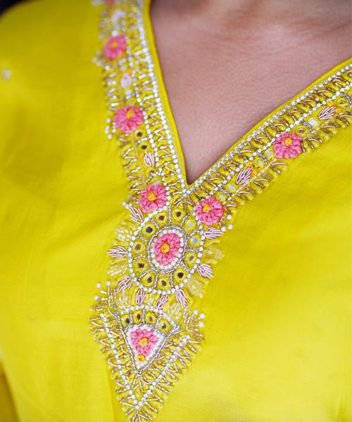 Silk Kurta With Trousers & Dupatta - Image 3