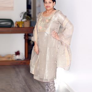 Yoke Design Silk Blend Straight Suit With Dupatta