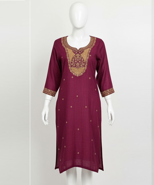 Aurelia Women's Cotton Regular Kurta (Maroon)