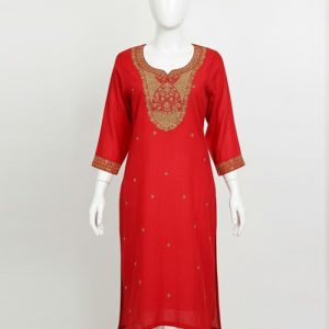 Aurelia Women's Cotton Regular Kurta (Red)