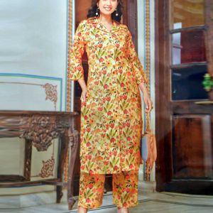 Floral Printed Collared Kurta With Pant