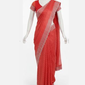 Silk Blend Saree (Coral)