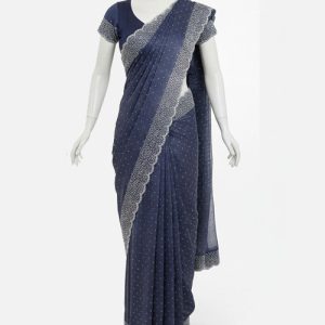 Silk Blend Saree ( Navy Blue)
