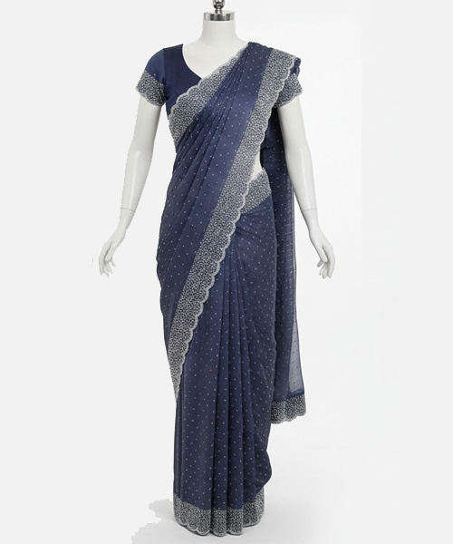 Silk Blend Saree ( Navy Blue)