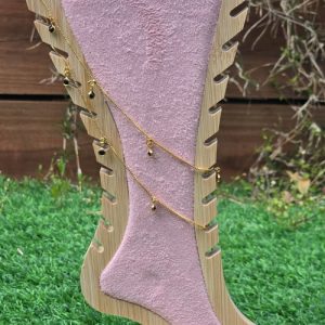 Gold plated box chain anklet with black beads