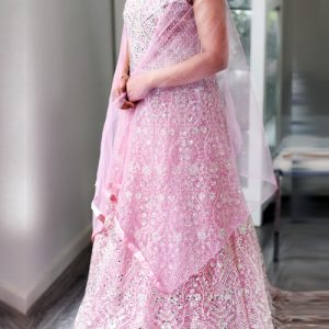 Stitched Pink Net Lehenga with Sequins Embroidery